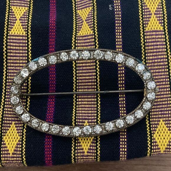 Vintage Antique Art Deco Rhinestone Oval Brooch with Pin C Clasp. - Picture 1 of 6